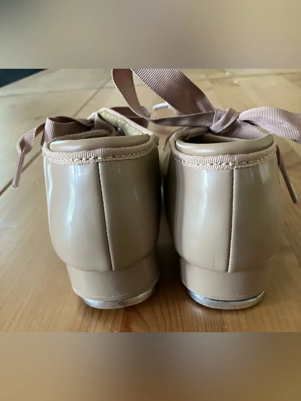 NWOT Weissman Ribbonette Girls Patent Mary Jane Tap Shoes W600 Nude Size Youth 1